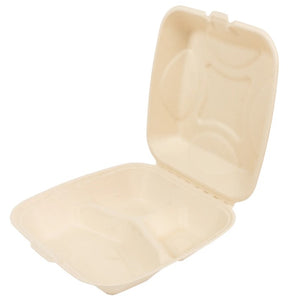 9 x 9 x 3 in 3-Section Clamshell - Sugarcane  200 Count Case