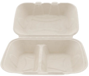 9 x 6 x 3in 2-Section Clamshell - Sugarcane 250 Count Case