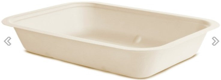 42oz Rectangle Tray, Natural Molded Fiber