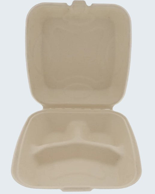 8 x 8 x 2.5in 3-Section Clamshell