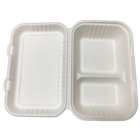 9 x 6 x 3in 2-Section Clamshell - Sugarcane