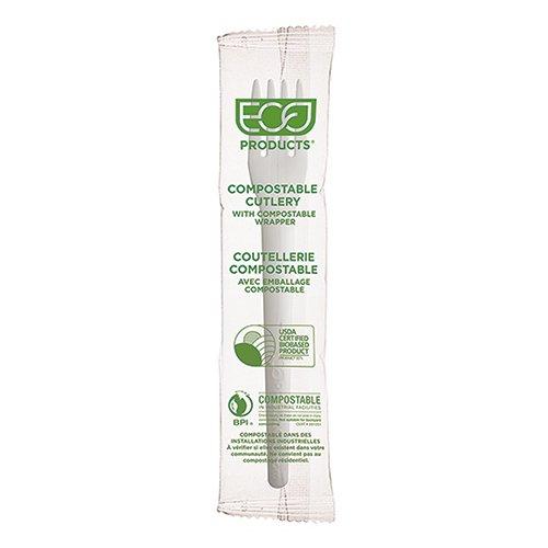 Individually Wrapped Fork - 6in White Compostable Wrapper 